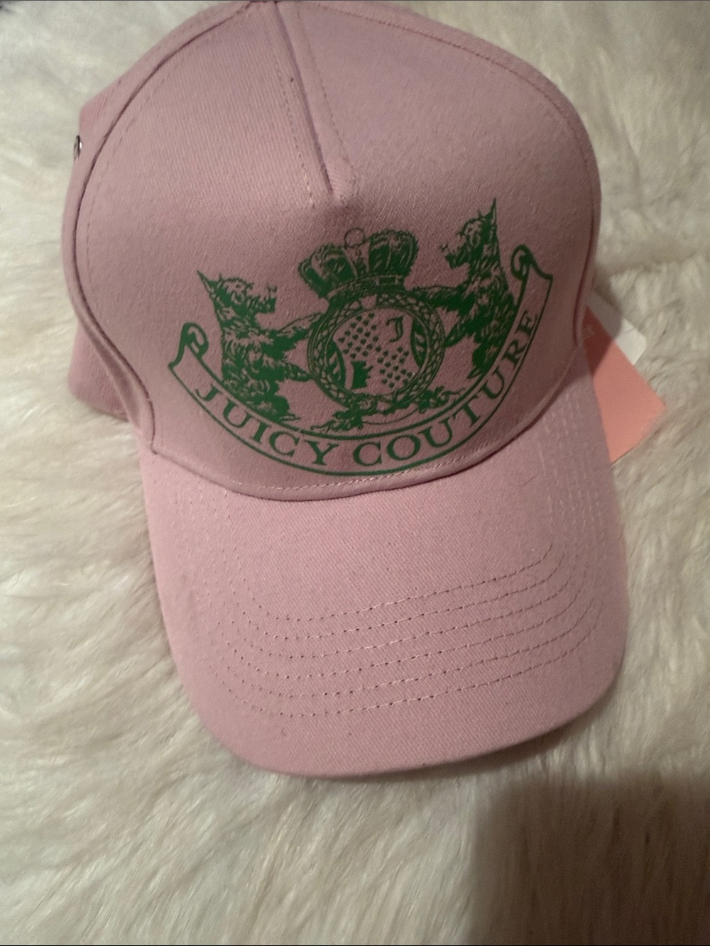 New Juicy Couture Pink Cap with Green Crest Logo